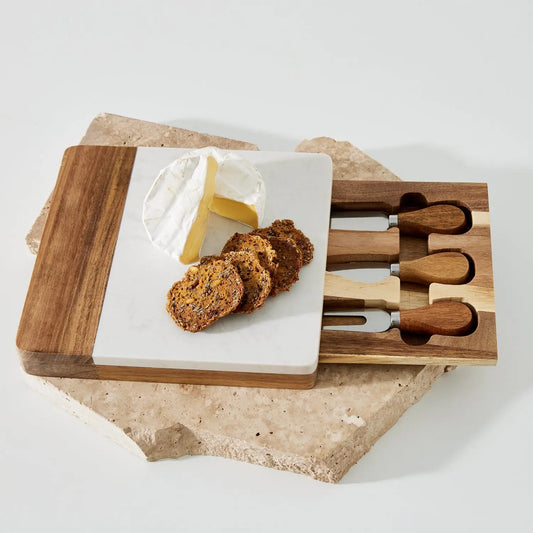 3 Piece Marble and Wood  Cheese Knife Gift Set KAILE