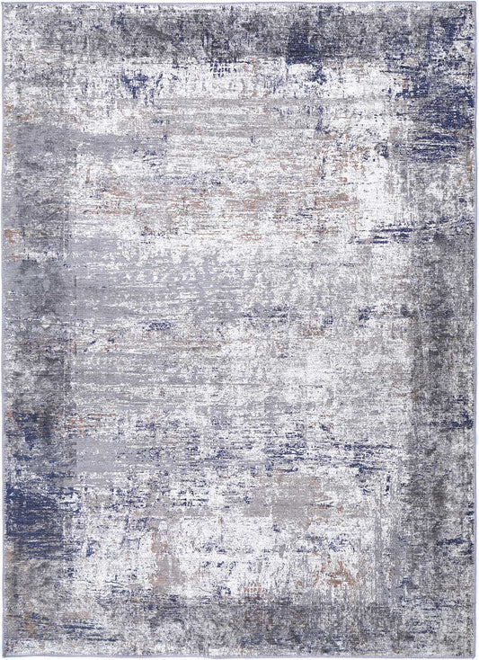 Dunedin Echo Blue Grey Abstract Washable Runner