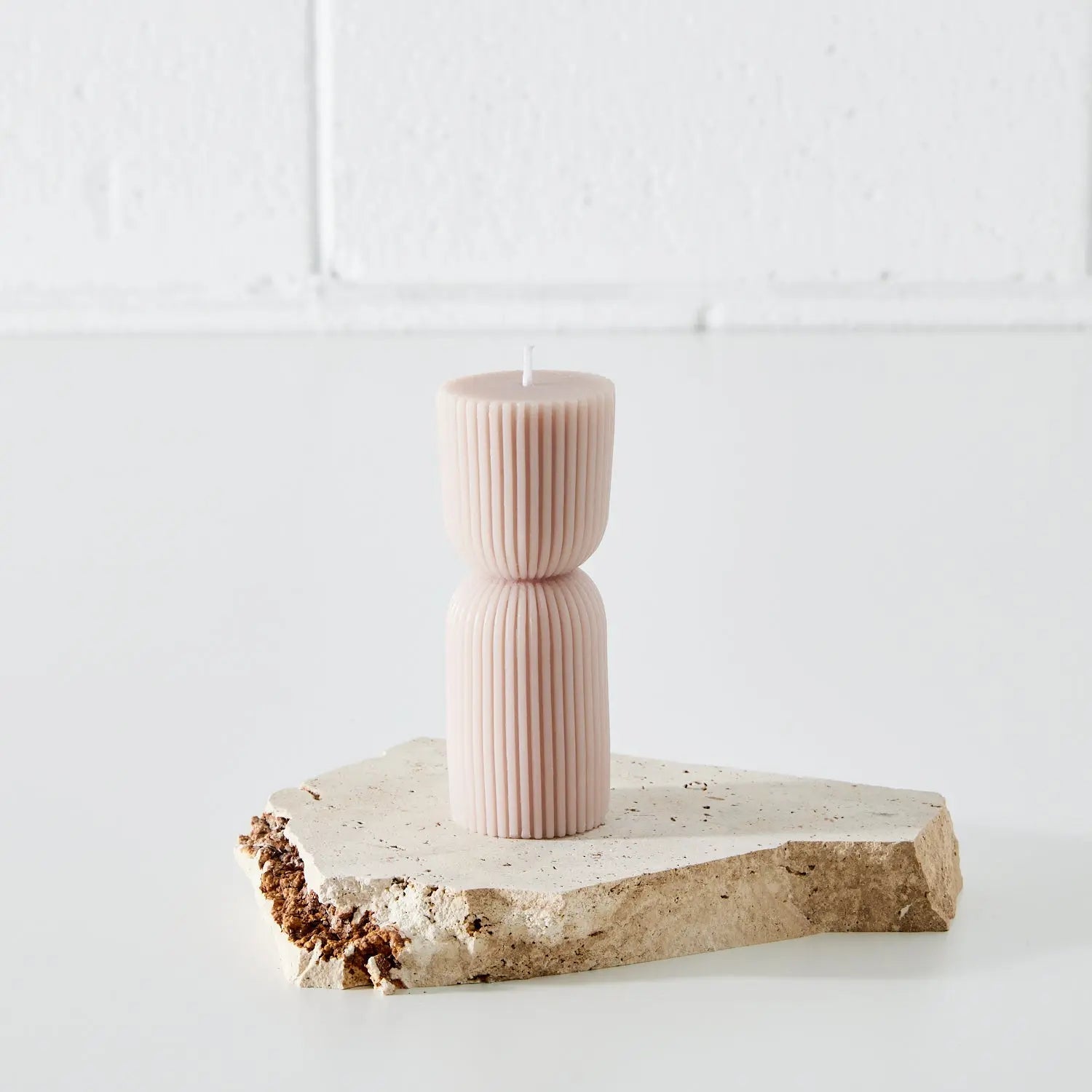 Abstract Ribbed Pillar Candle Natural KAILE