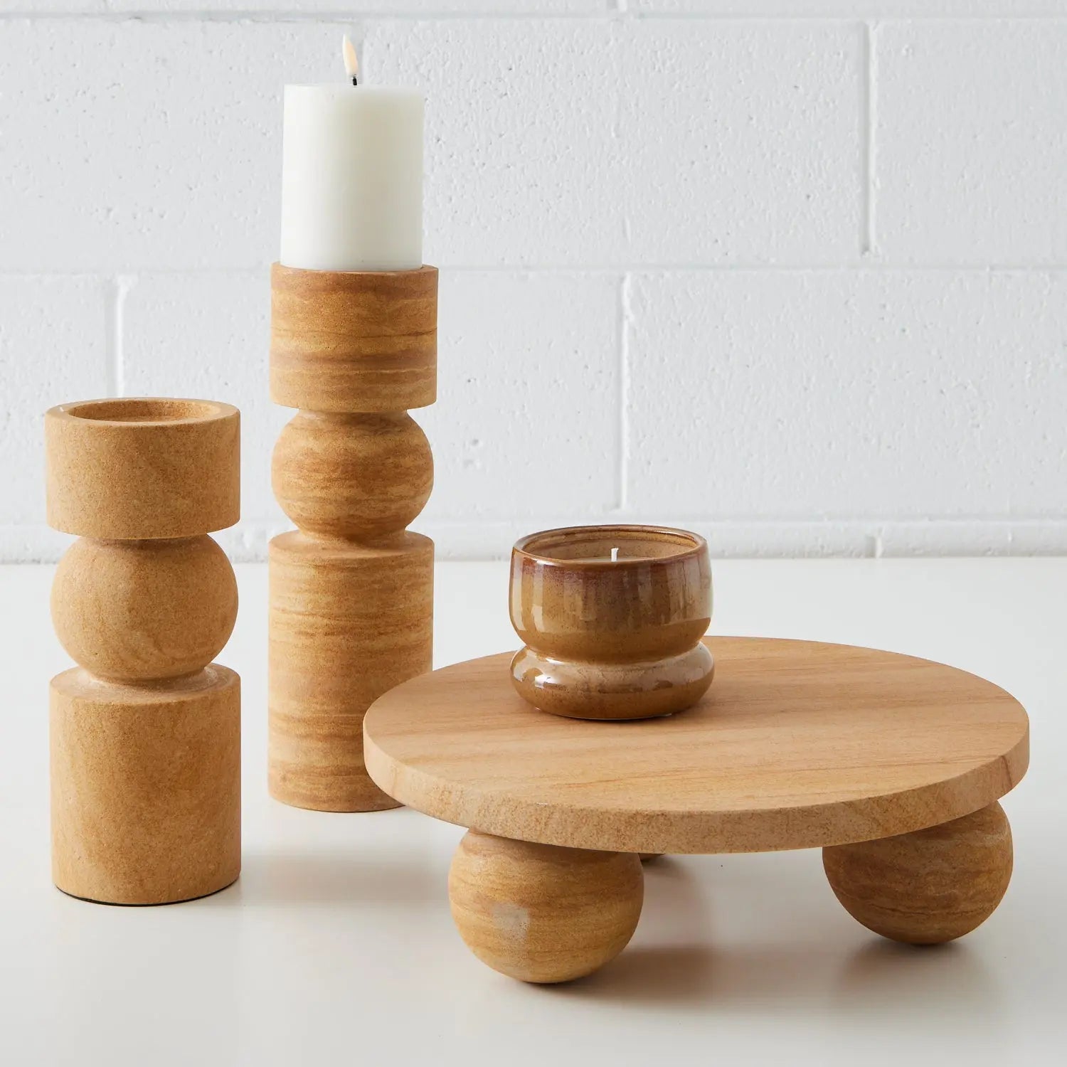 Abstract Sandstone Candleholder Natural COAST