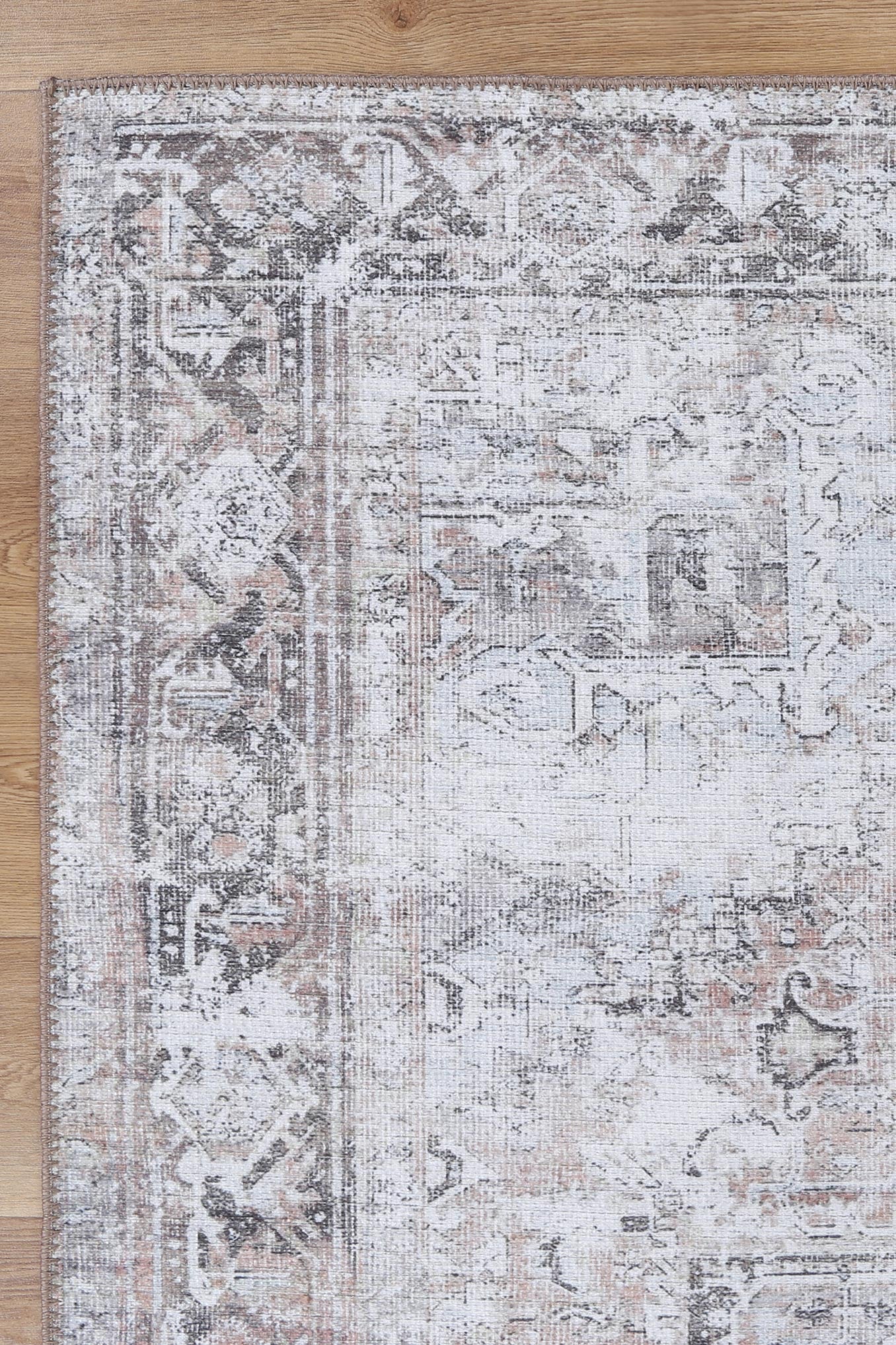 Motueka Berossus Nuzi Grey Machine Washable Rug