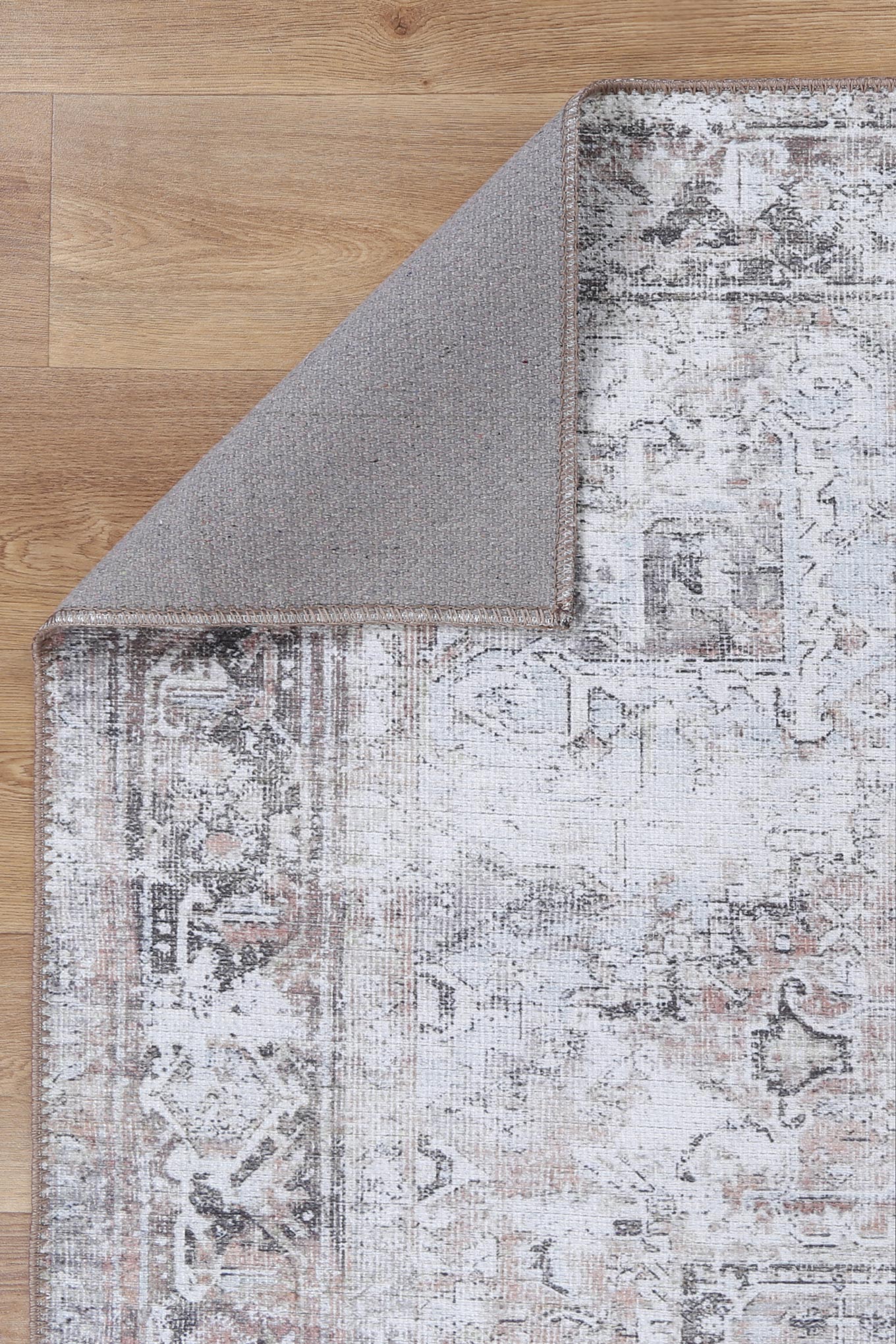 Motueka Berossus Nuzi Grey Machine Washable Rug