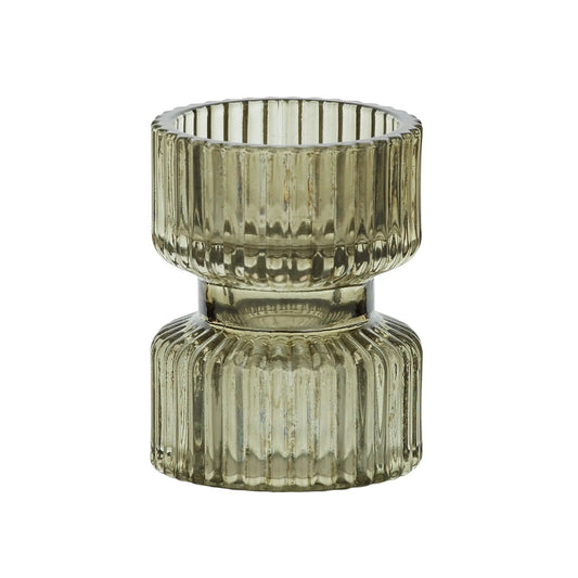 BOBIN GLASS CANDLEHOLDER 6X7.5CM MOSS COAST