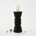 Load image into Gallery viewer, Ceramic Pillar Candle Holder Black KAILE
