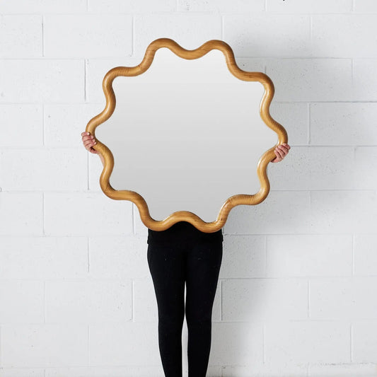 Curvy Round Wall Mirror Natural KAILE