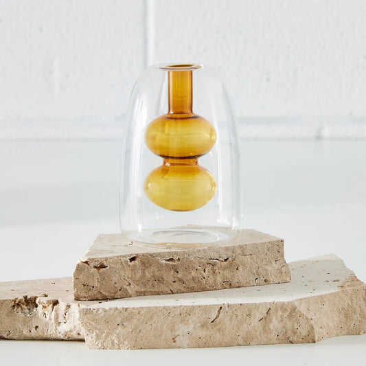 Floating Abstract Glass Vase Amber KAILE