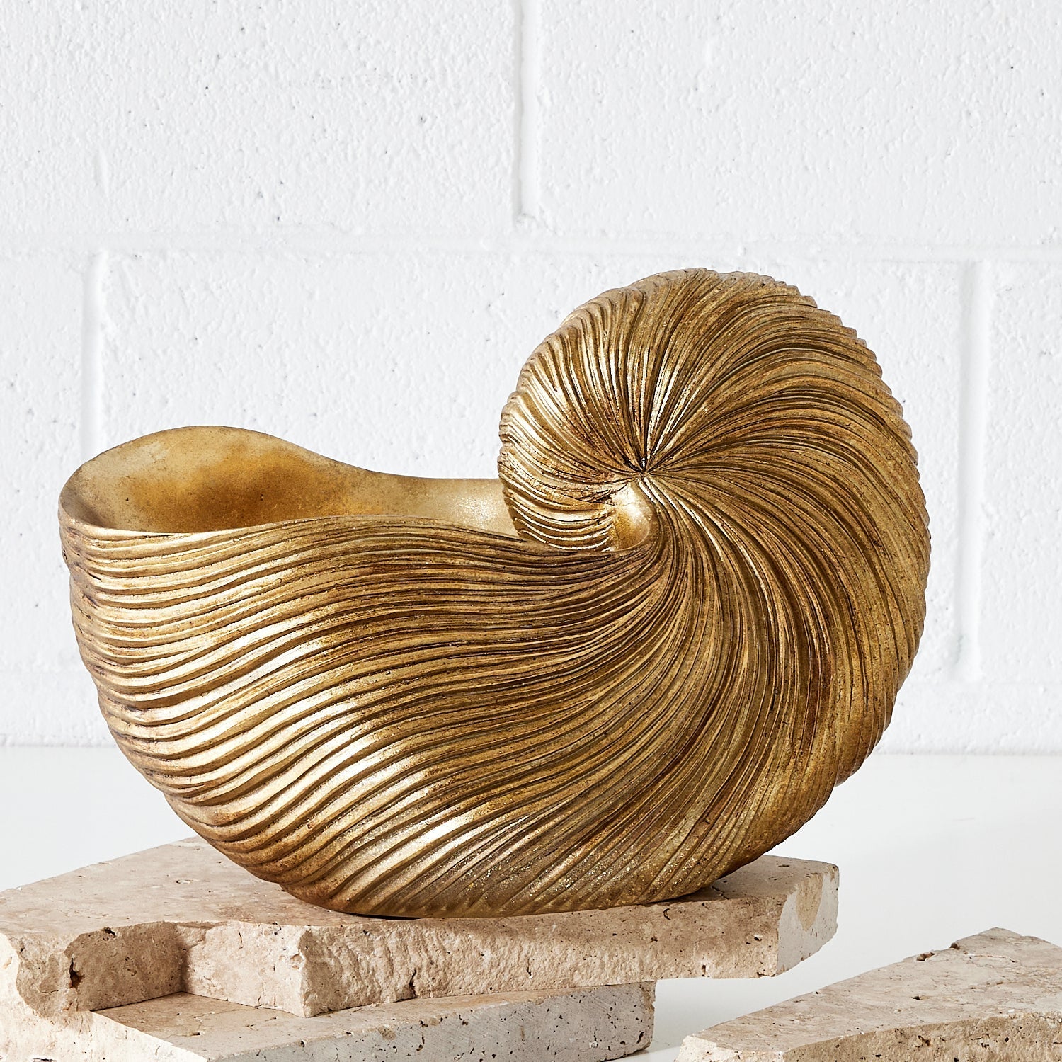 Nautilus Metal Bowl and Sculpture Gold KAILE