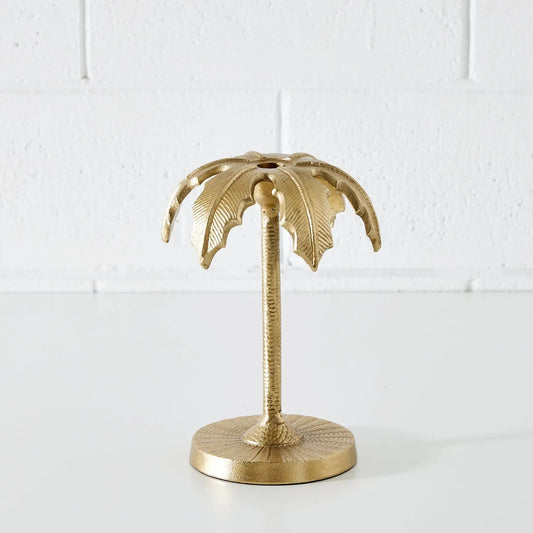 Palm Tree Candle Holder Gold Hands and Crafts