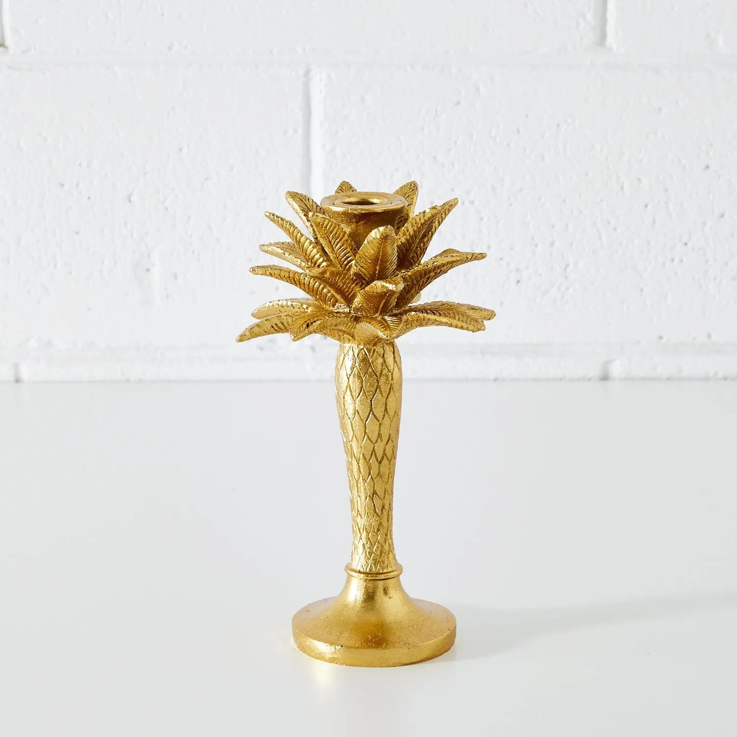 Palm Tree Resin Candle Holder Small Gold KAILE