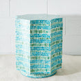 Load image into Gallery viewer, Resin and Capiz Shell Inlay Side Table Blue KAILE
