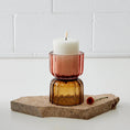 Load image into Gallery viewer, Ribbed Glass Candleholder Pink COAST
