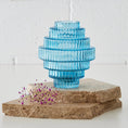 Load image into Gallery viewer, Ridged Round Glass Vase Blue KAILE
