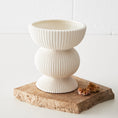 Load image into Gallery viewer, Round Corrugated Ceramic Vase White KAILE
