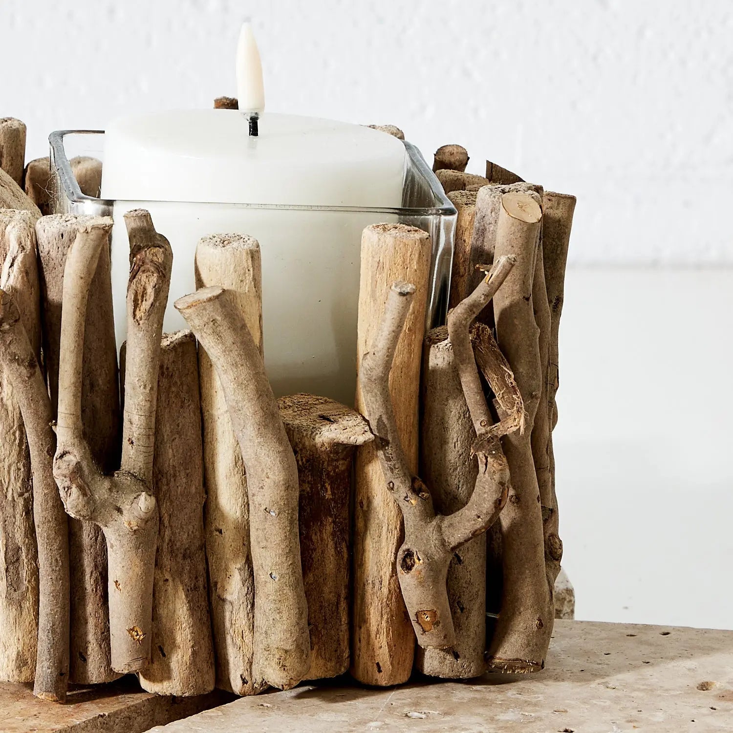 Rustic Wooden Candle Holder KAILE