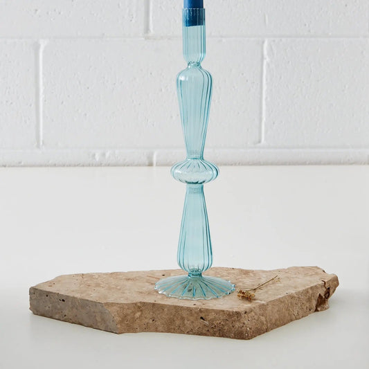 Taper Glass Candle Holder Blue KAILE