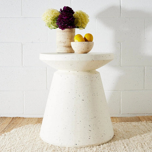 Terrazzo Look Lipped Side Table White KAILE