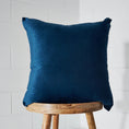 Load image into Gallery viewer, Velvet Feather Cushion Blue KAILE
