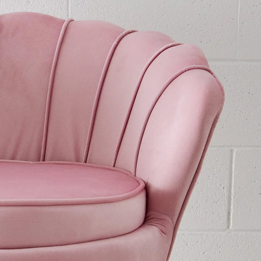 Velvet Scalloped Accent Chair Pink KAILE