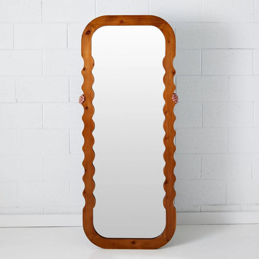 Wavy Full Length Wall Mirror Natural KAILE