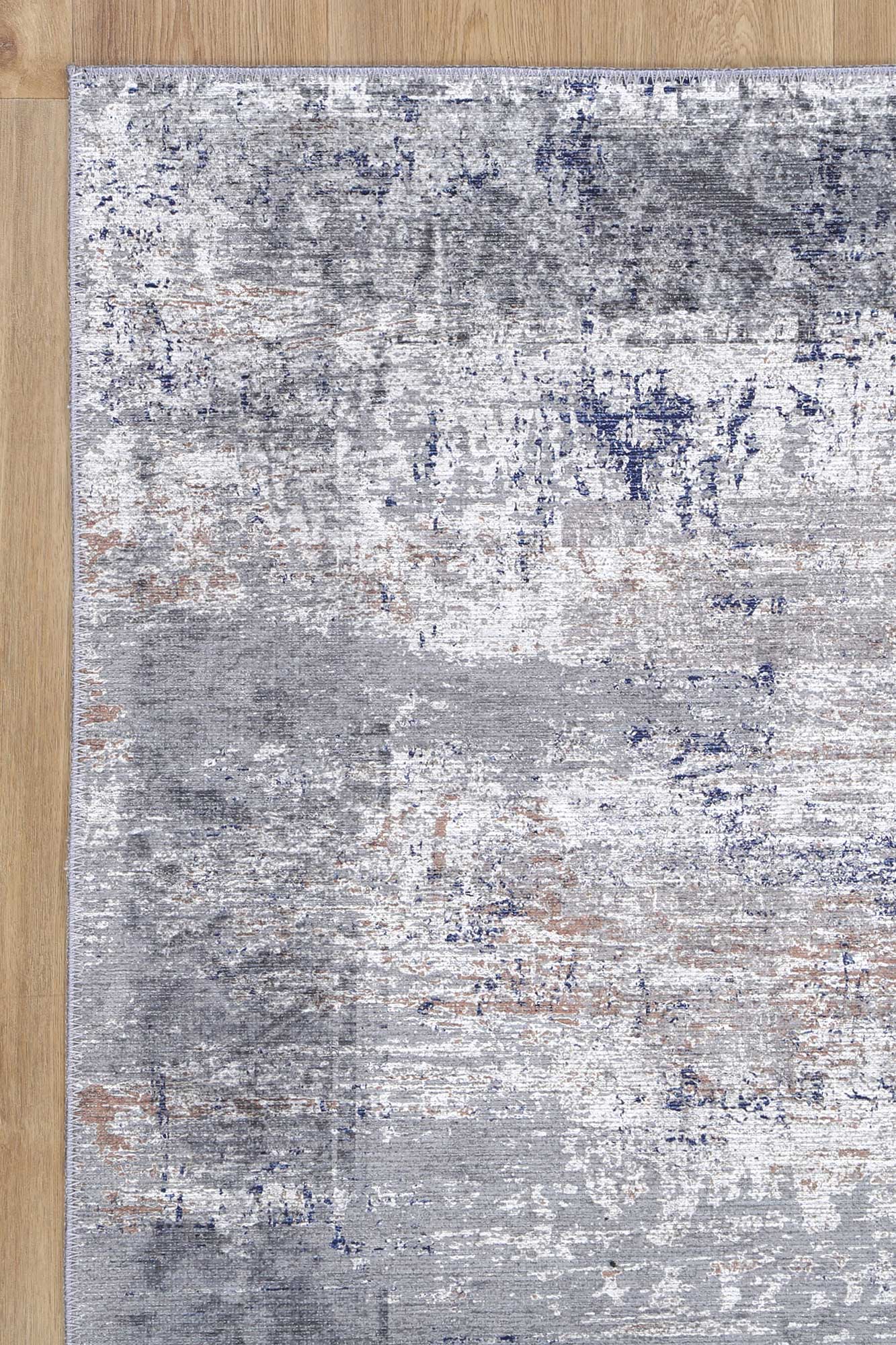 Dunedin Echo Blue Grey Abstract Washable Rug