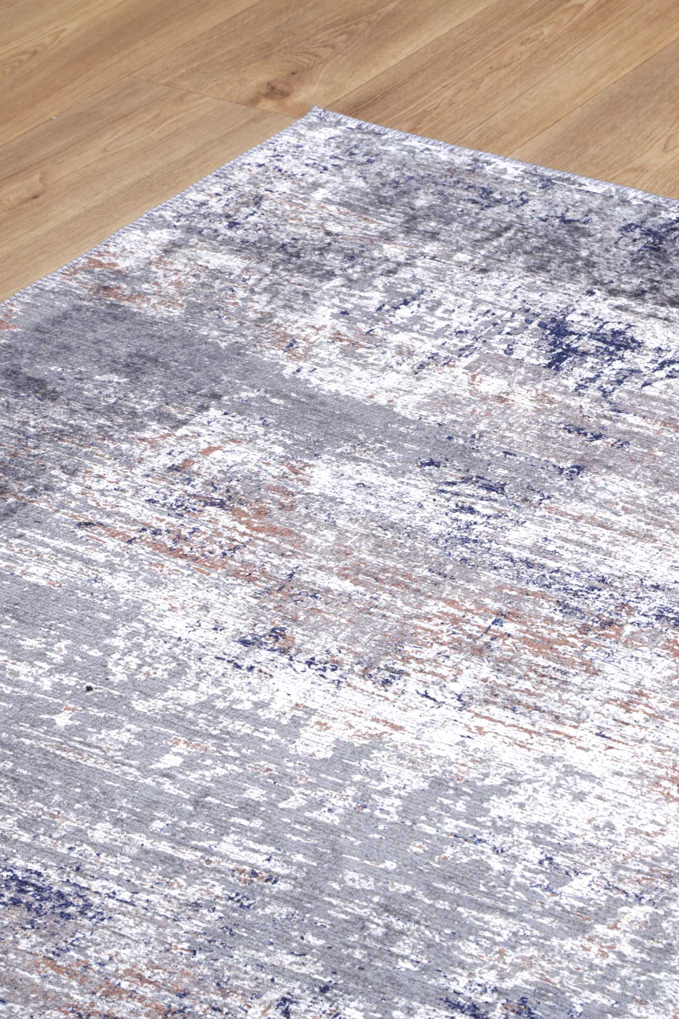 Dunedin Echo Blue Grey Abstract Washable Rug