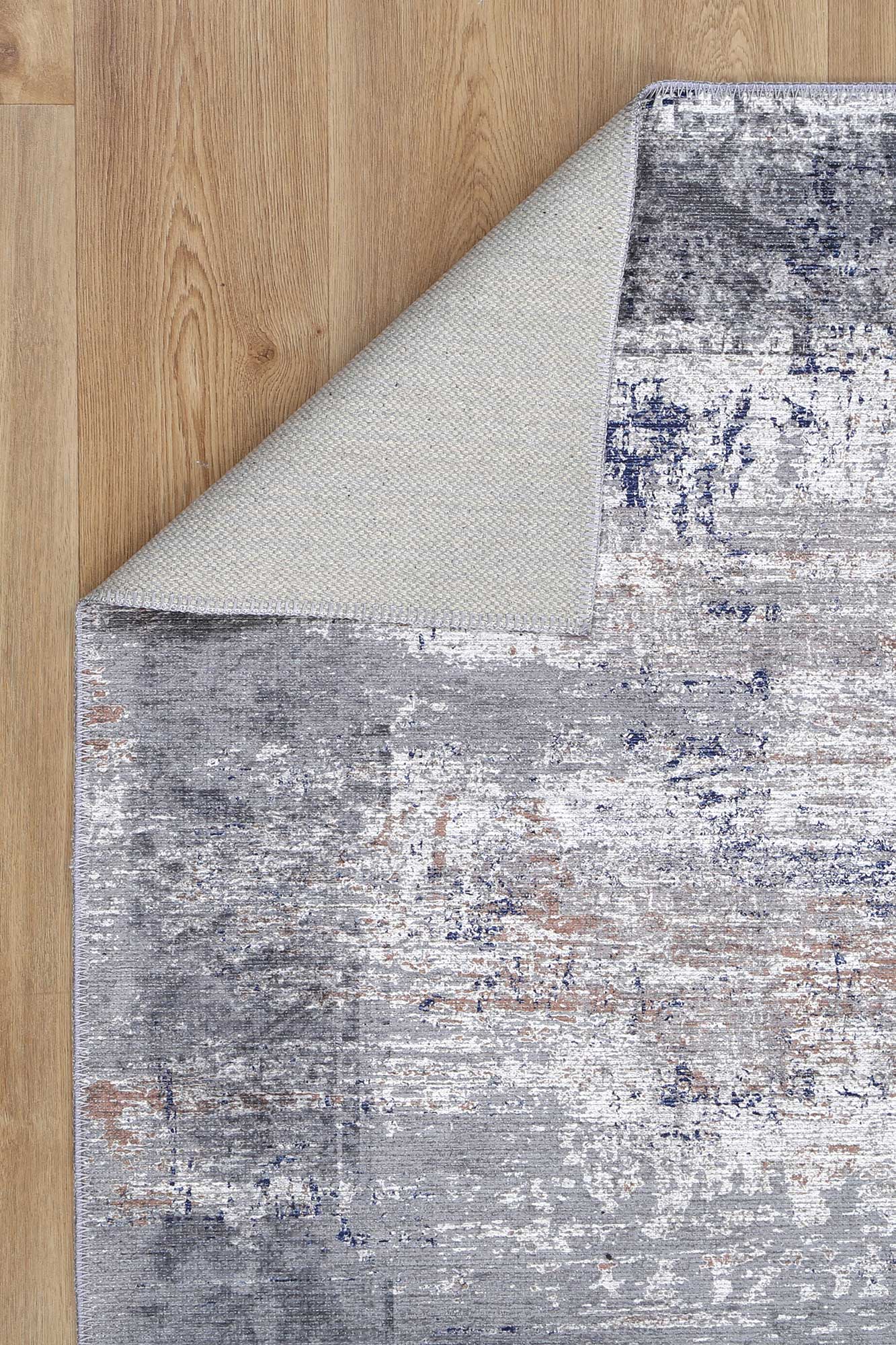 Dunedin Echo Blue Grey Abstract Washable Rug