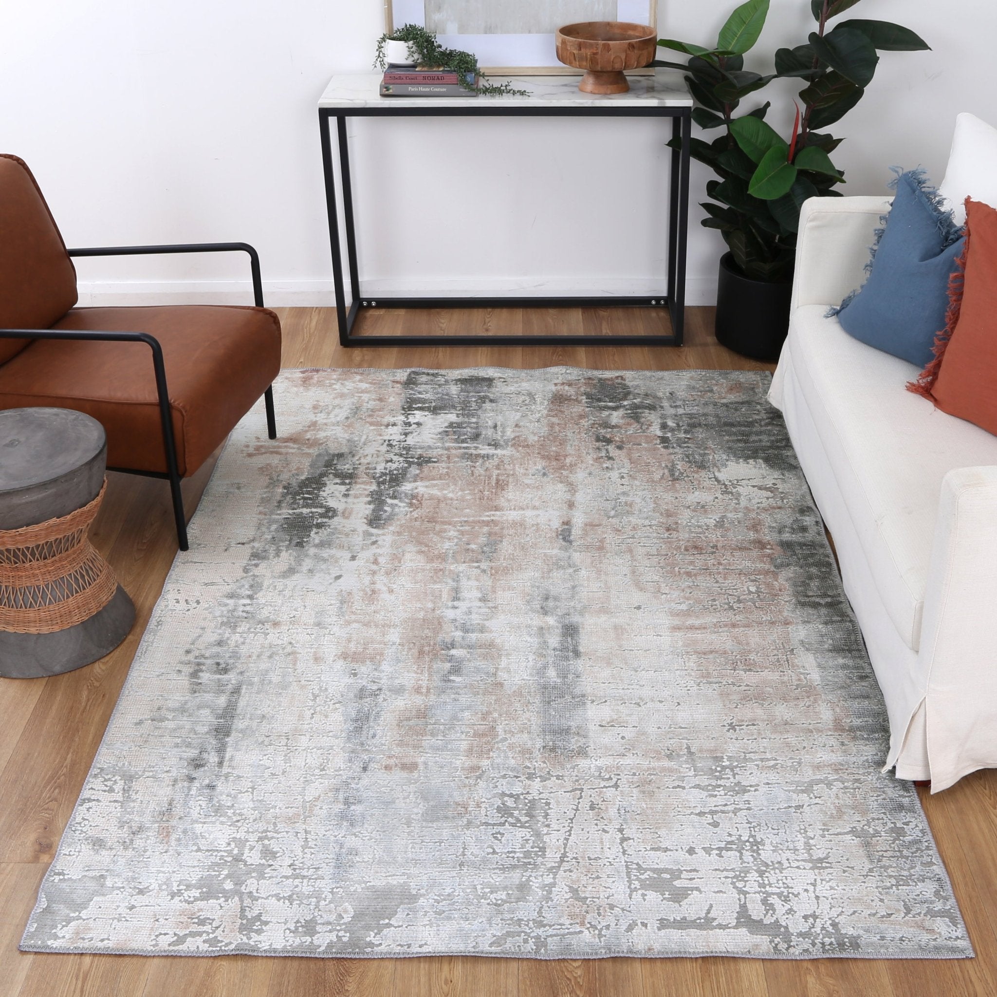 Queenstown Twilight Ash Abstract Washable Rug