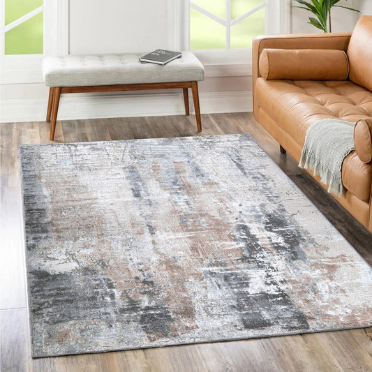 Queenstown Twilight Ash Abstract Washable Rug