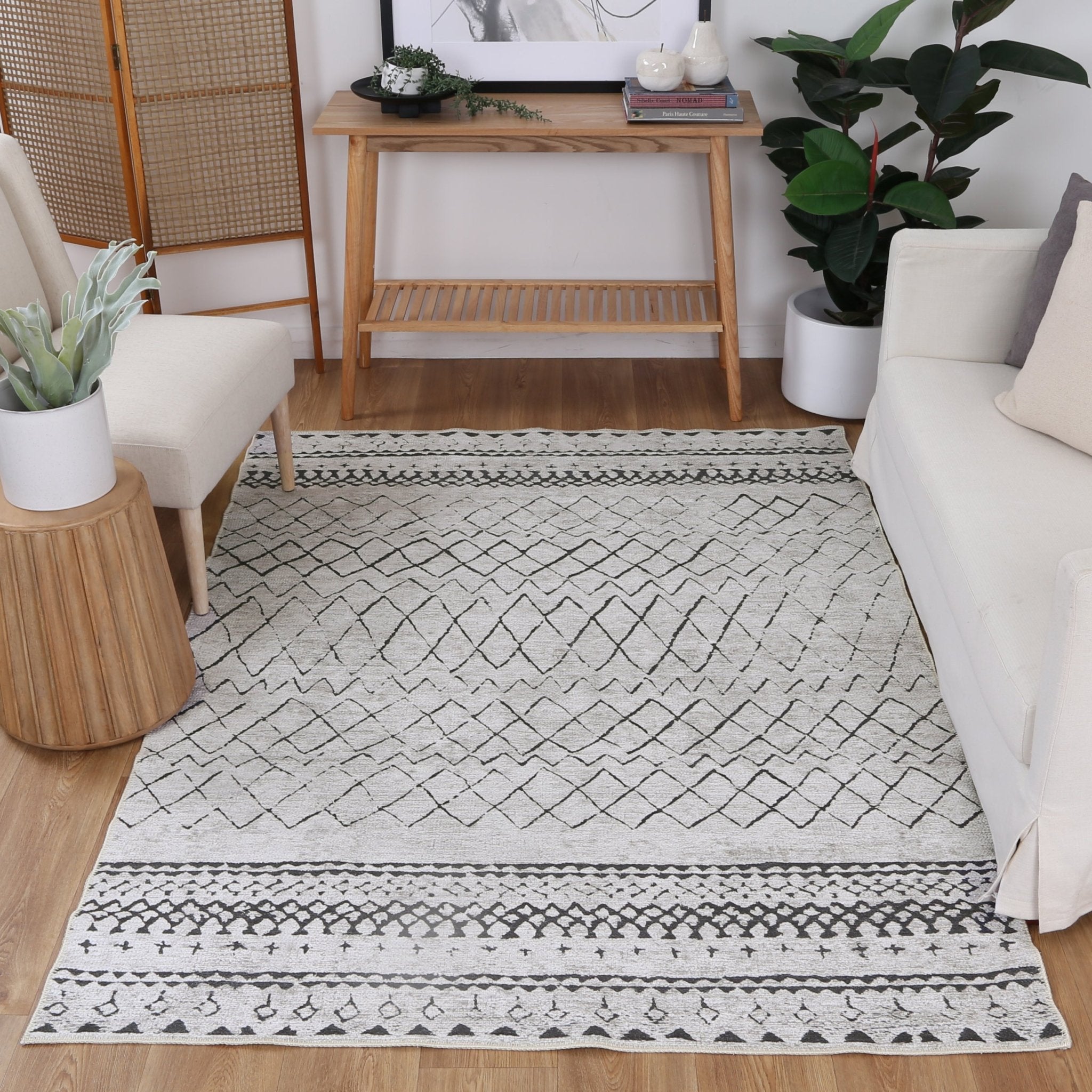 Wellington Alma Scandi Silver Machine Washable Rug