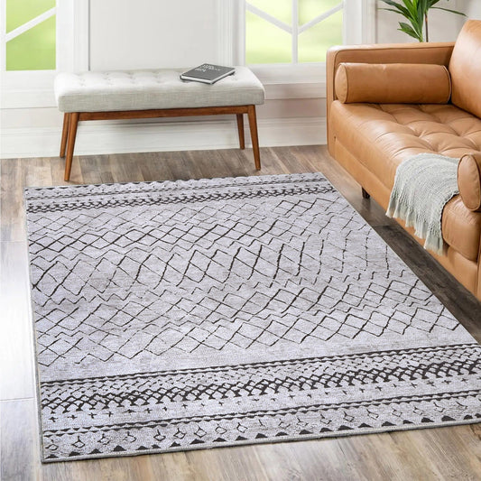 Wellington Alma Scandi Silver Machine Washable Rug