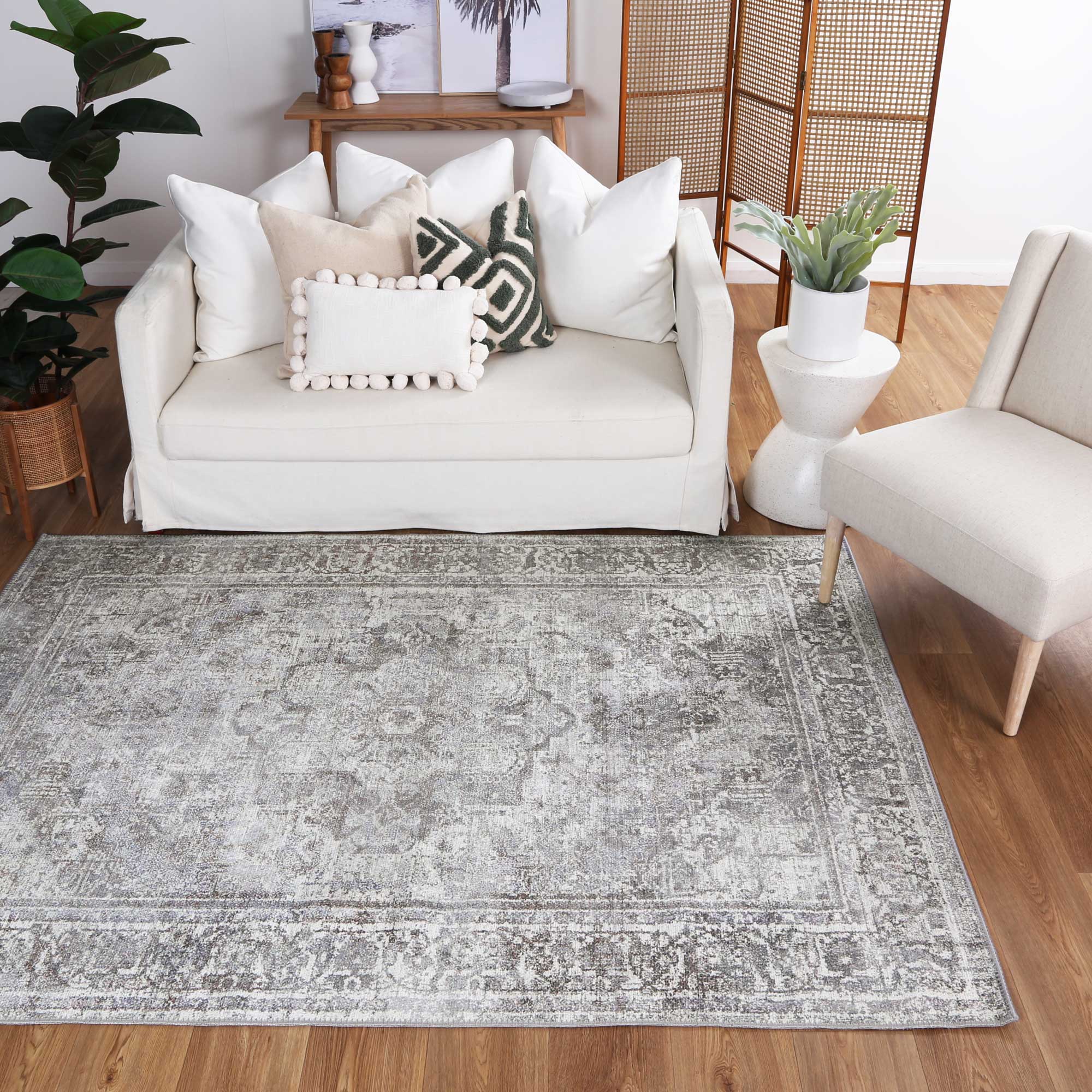 Takaka Arbela Grey Machine Washable Rug