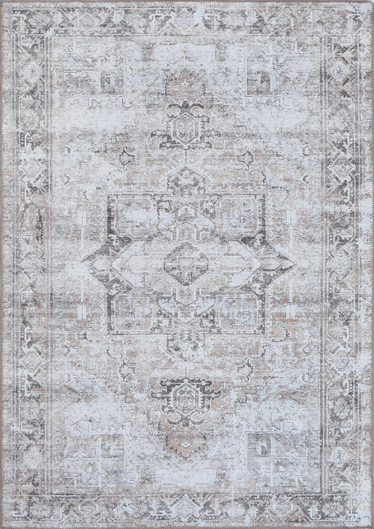 Motueka Berossus Nuzi Grey Machine Washable Rug