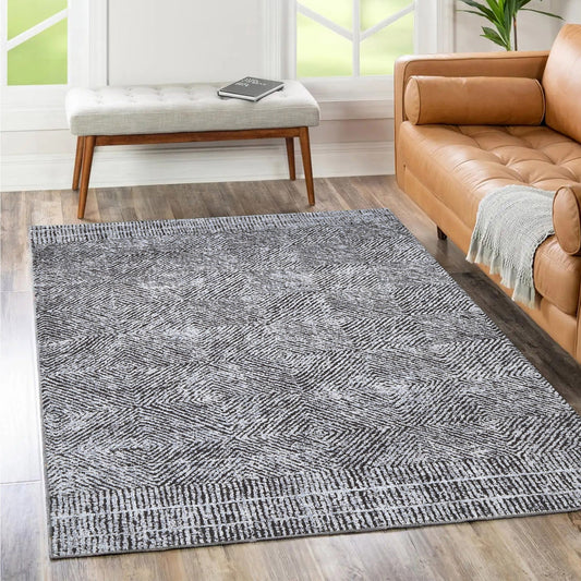 Rotorua Lauro Grey Contemporary Washable Rug