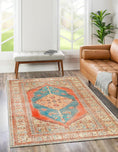 Load image into Gallery viewer, Taranaki Louvre Rustic Blue Distressed Vintage Washable Rug
