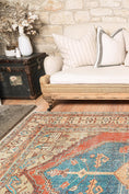 Load image into Gallery viewer, Taranaki Louvre Rustic Blue Distressed Vintage Washable Rug
