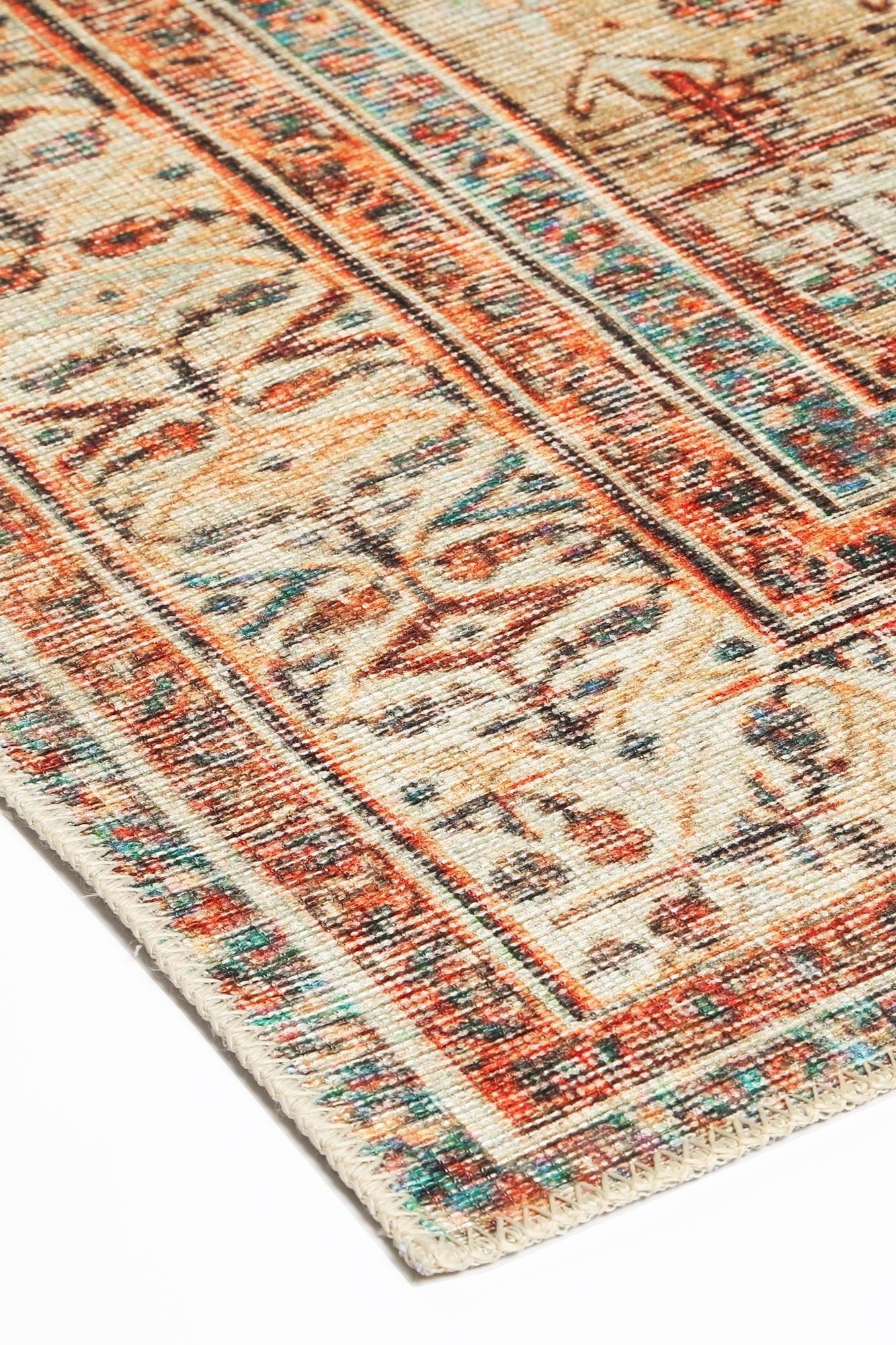 Taranaki Louvre Rustic Blue Distressed Vintage Washable Rug