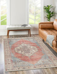 Load image into Gallery viewer, Nelson Belle Rust Blue Distressed Vintage Washable Rug
