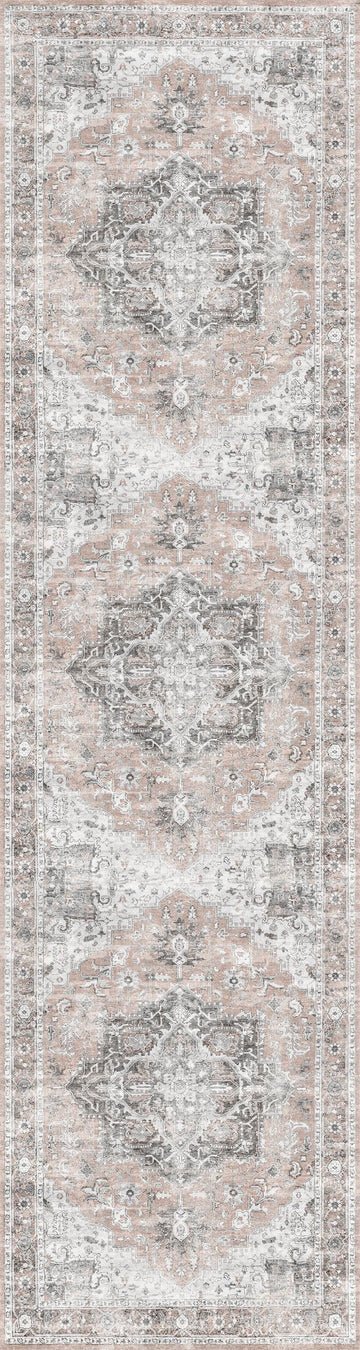 Matakana Cezanne Blush Distressed Vintage Washable Runner