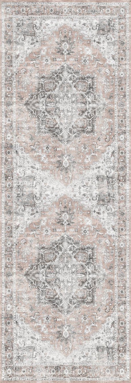 Matakana Cezanne Blush Distressed Vintage Washable Runner