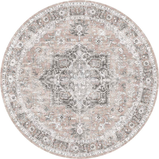 Matakana Cezanne Blush Distressed Vintage Round Washable Rug