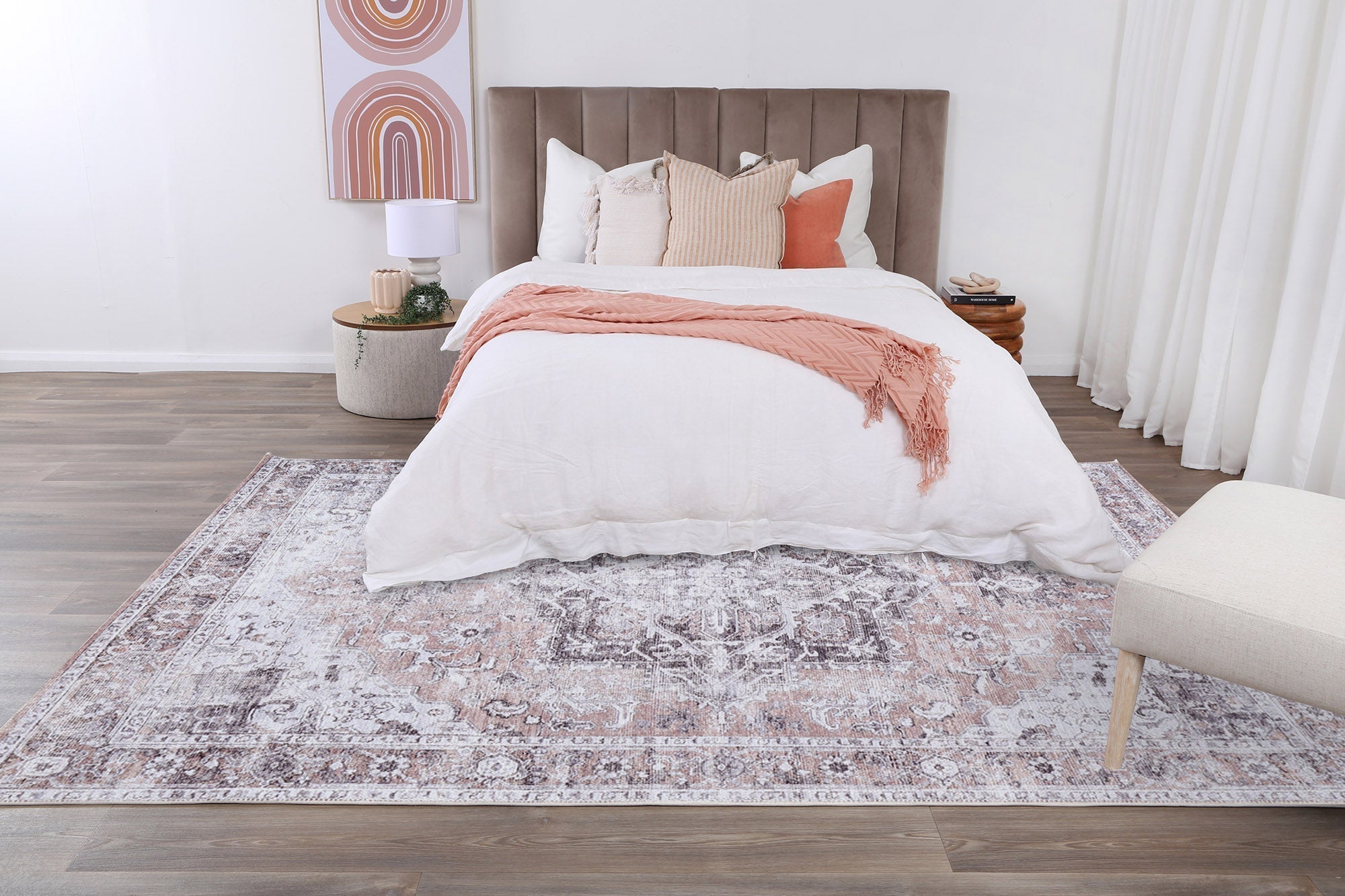 Matakana Cezanne Blush Distressed Vintage Washable Rug