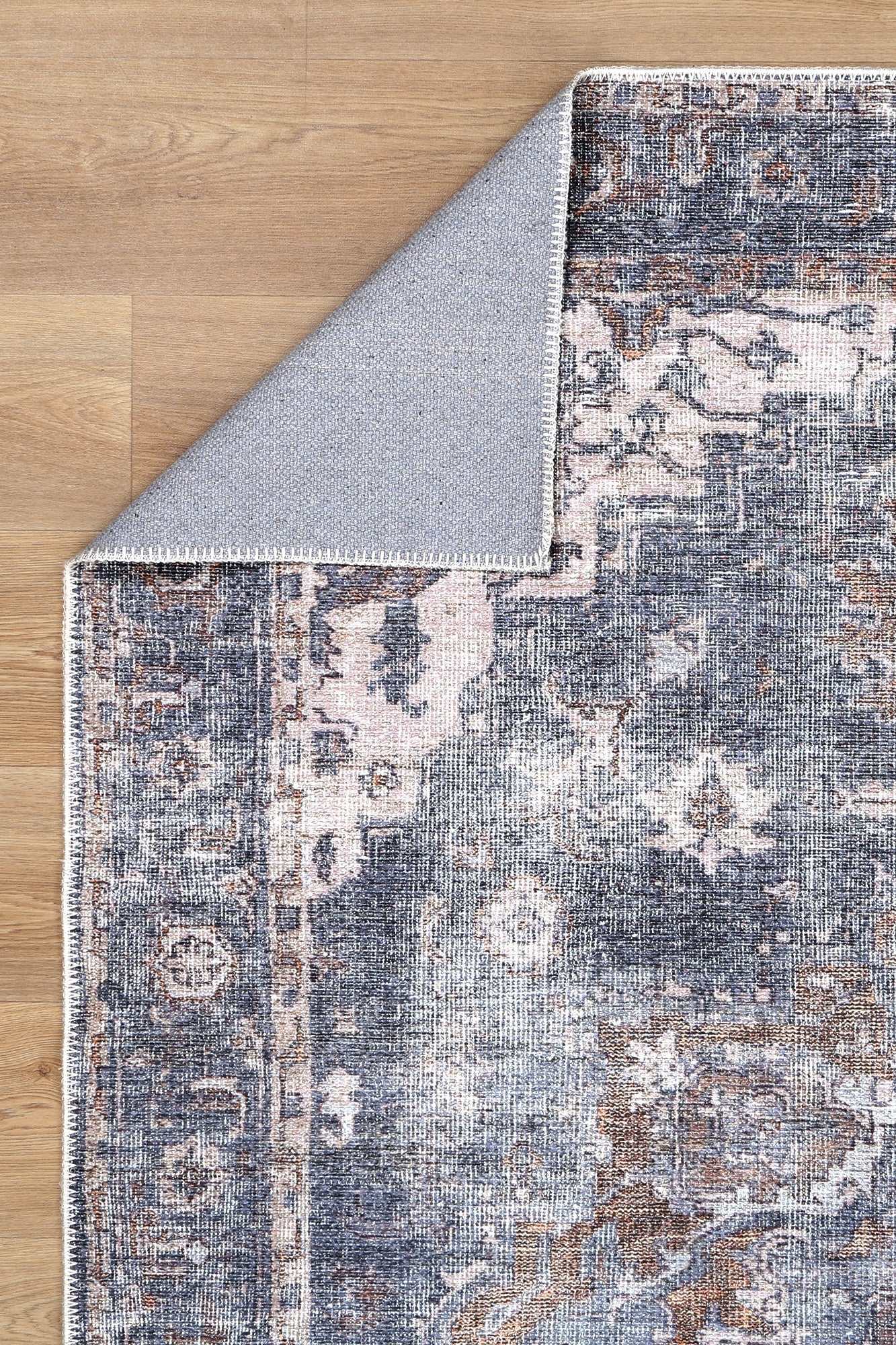 Matakana Cezanne Rabbit Gray Inca Gold Distressed Vintage Washable Runner