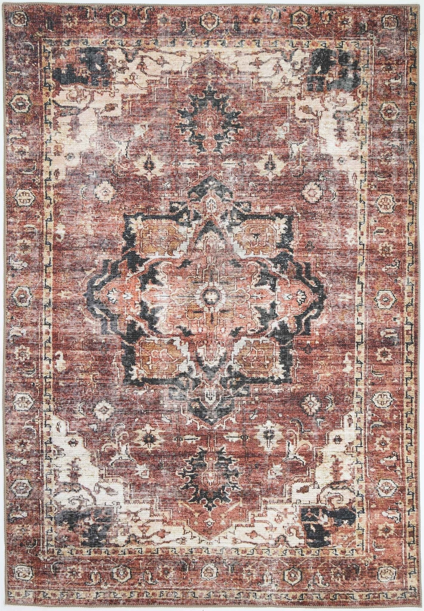 Matakana Cezanne Terracotta Distressed Vintage Washable Rug