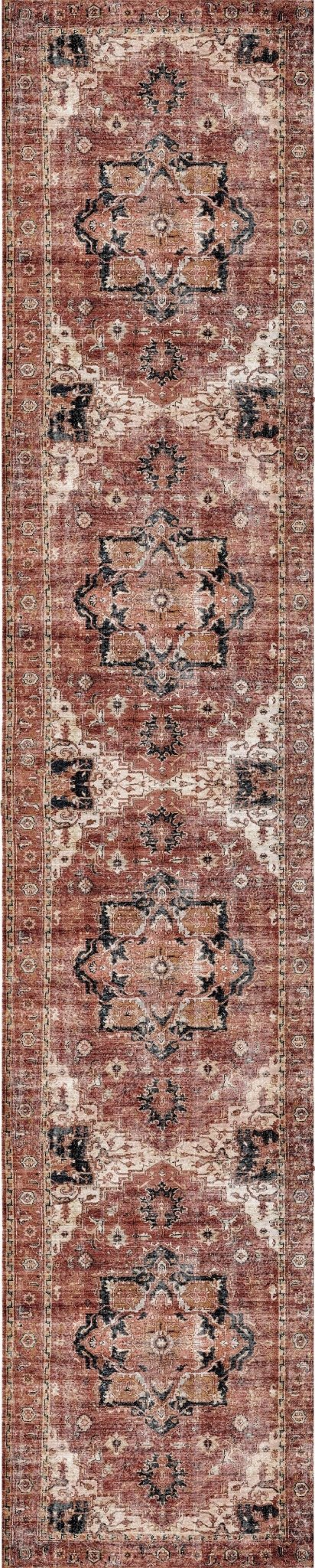 Matakana Cezanne Terracotta Distressed Vintage Washable Rug