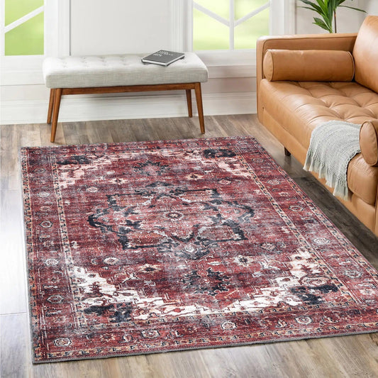 Matakana Cezanne Terracotta Distressed Vintage Washable Rug