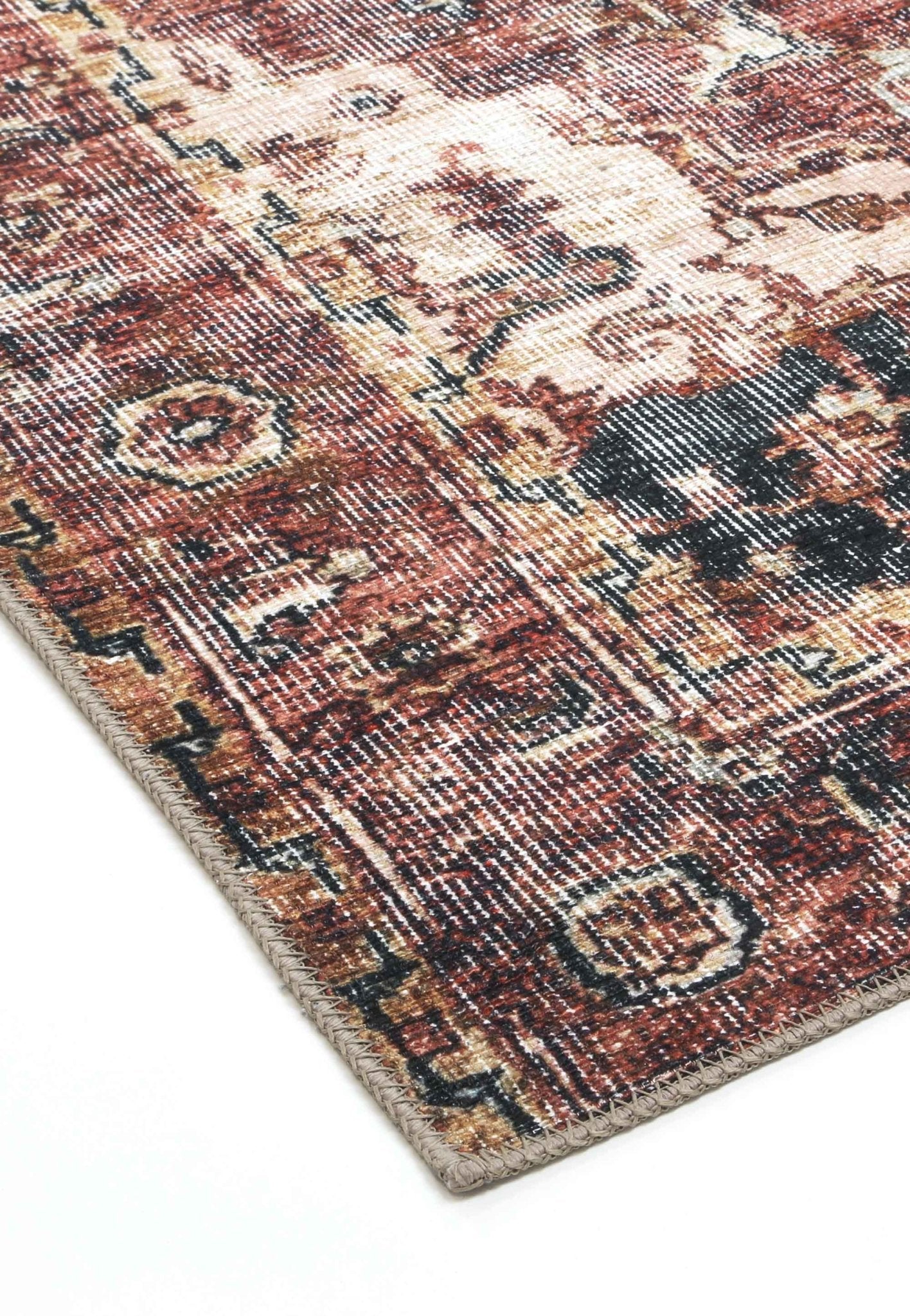 Matakana Cezanne Terracotta Distressed Vintage Washable Rug