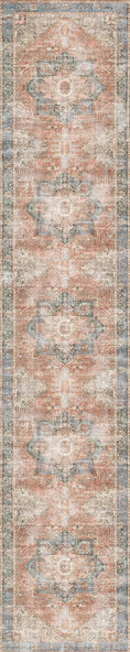 Load image into Gallery viewer, Matakana Cezanne Terracotta Blue Distressed Vintage Washable Rug
