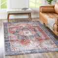 Load image into Gallery viewer, Matakana Cezanne Terracotta Blue Distressed Vintage Washable Rug
