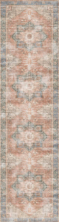 Load image into Gallery viewer, Matakana Cezanne Terracotta Blue Distressed Vintage Washable Rug
