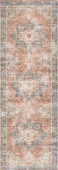 Load image into Gallery viewer, Matakana Cezanne Terracotta Blue Distressed Vintage Washable Rug
